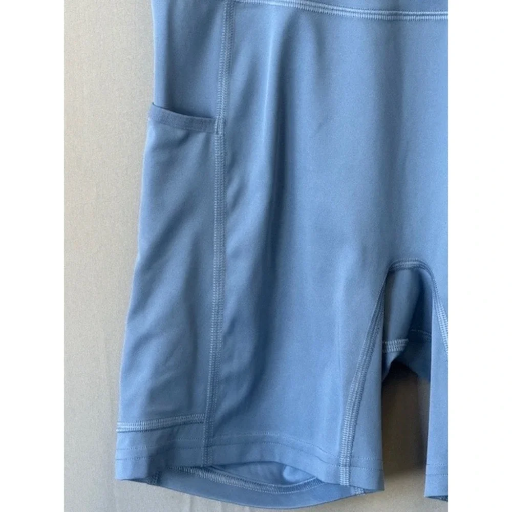 Gymshark Pocket Shorts High Waist Side Pockets Denim Blue‎ Size S GymCore